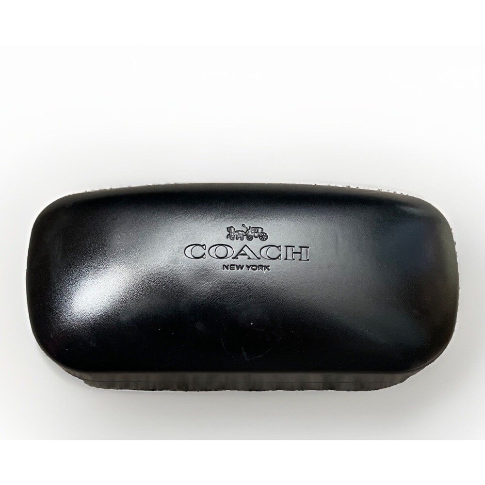 Coach New York Black Hard Glasses Case Gold Logo Velvet Inside